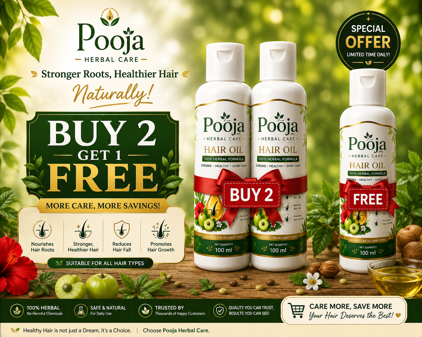 Pooja Hair Growth & Hairfall Control oil | Buy 2 Get 1 Free